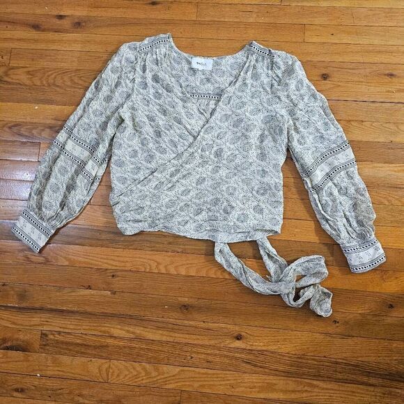 Ba&sh Women's Top Size L Wrap Long Sleeve Boho Blouse - Picture 2 of 14